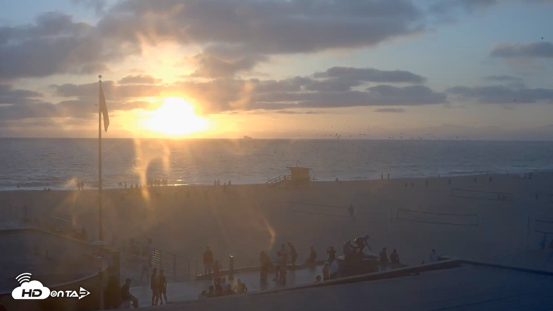 Snapshot of Hermosa Beach Pier North Live Webcam taken Aug 12, 2026, 7:34pm PDT