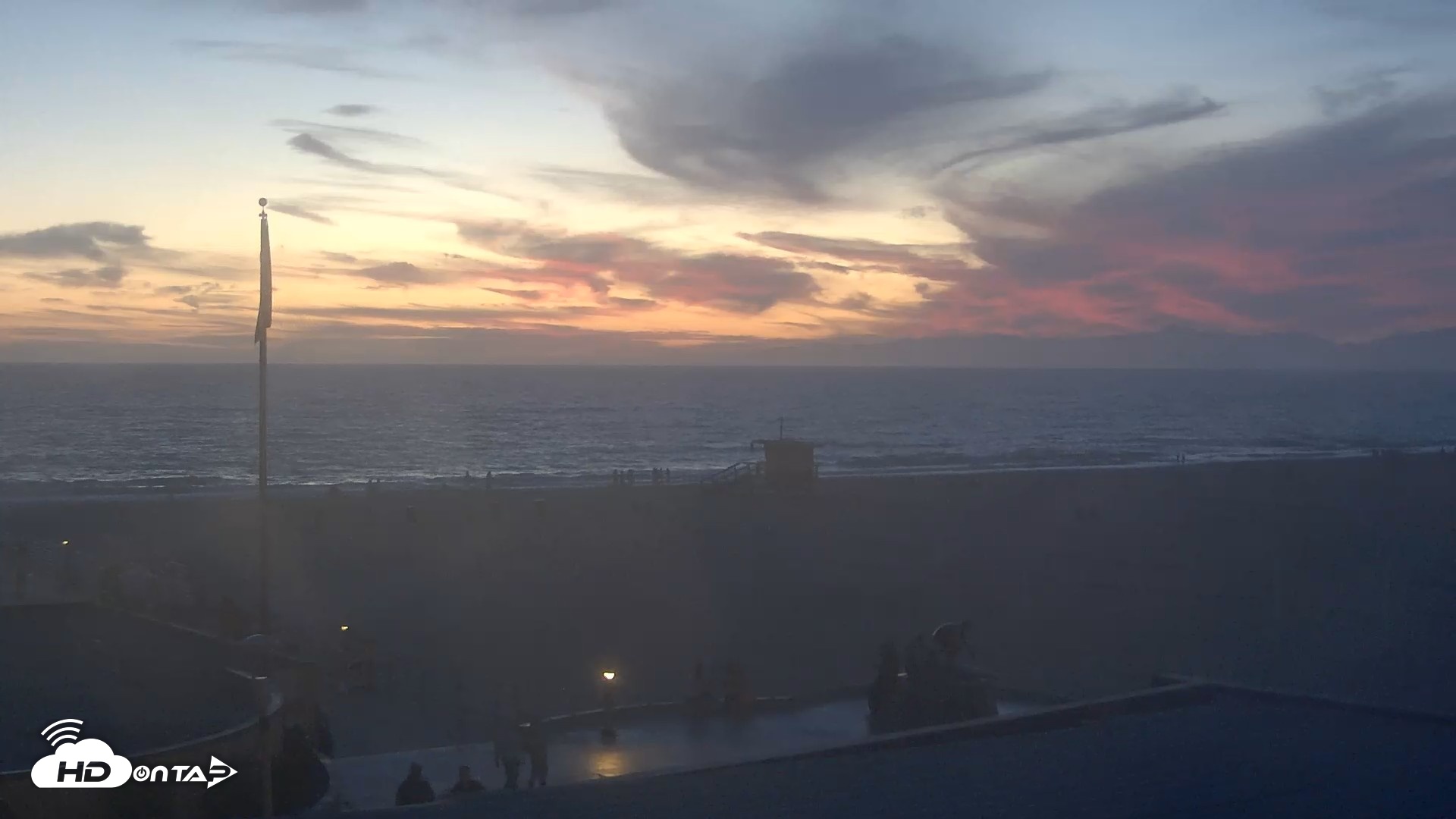 Snapshot of Hermosa Beach Pier North Live Webcam taken Aug 16, 2026, 7:59pm PDT