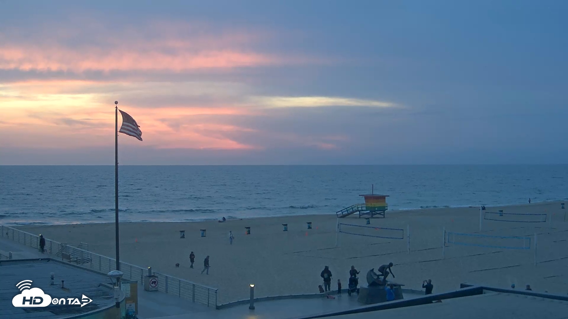 Snapshot of Hermosa Beach Pier North Live Webcam taken May 1, 2025, 7:43pm PDT
