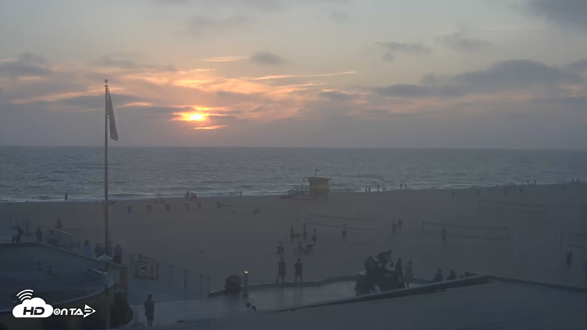 Snapshot of Hermosa Beach Pier North Live Webcam taken Aug 11, 2026, 7:37pm PDT