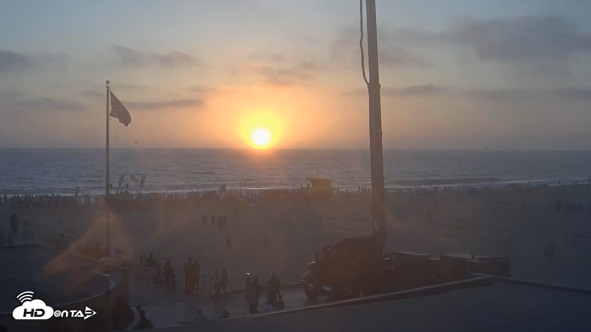 Snapshot of Hermosa Beach Pier North Live Webcam taken Aug 1, 2026, 7:50pm PDT