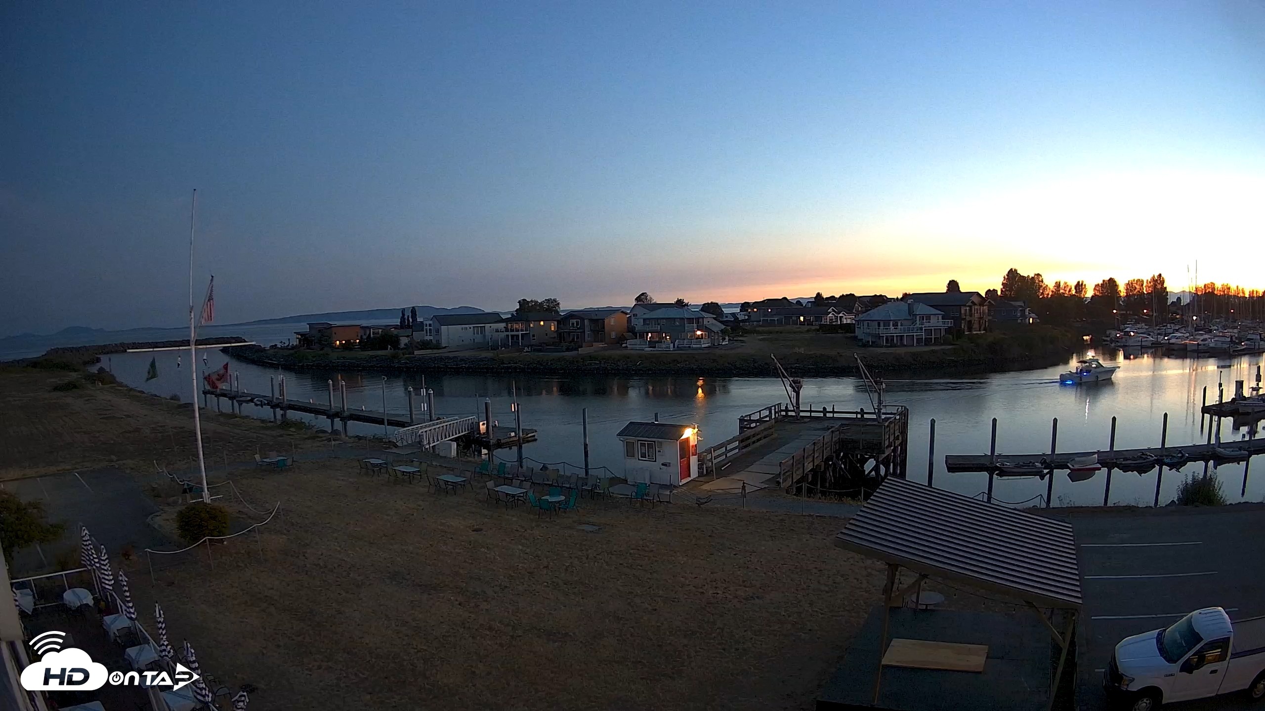 Snapshot of Point Roberts Marina SW Live Webcam taken Aug 24, 2026, 8:42pm PDT