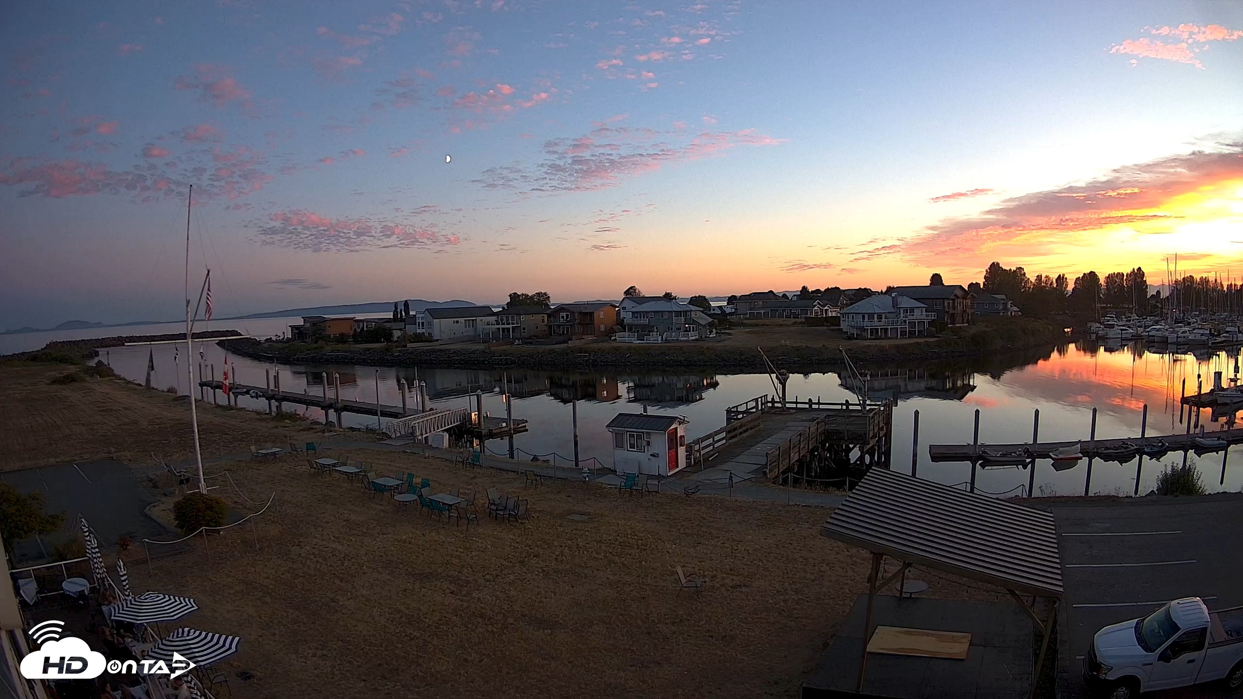 Snapshot of Point Roberts Marina SW Live Webcam taken Aug 19, 2026, 8:30pm PDT