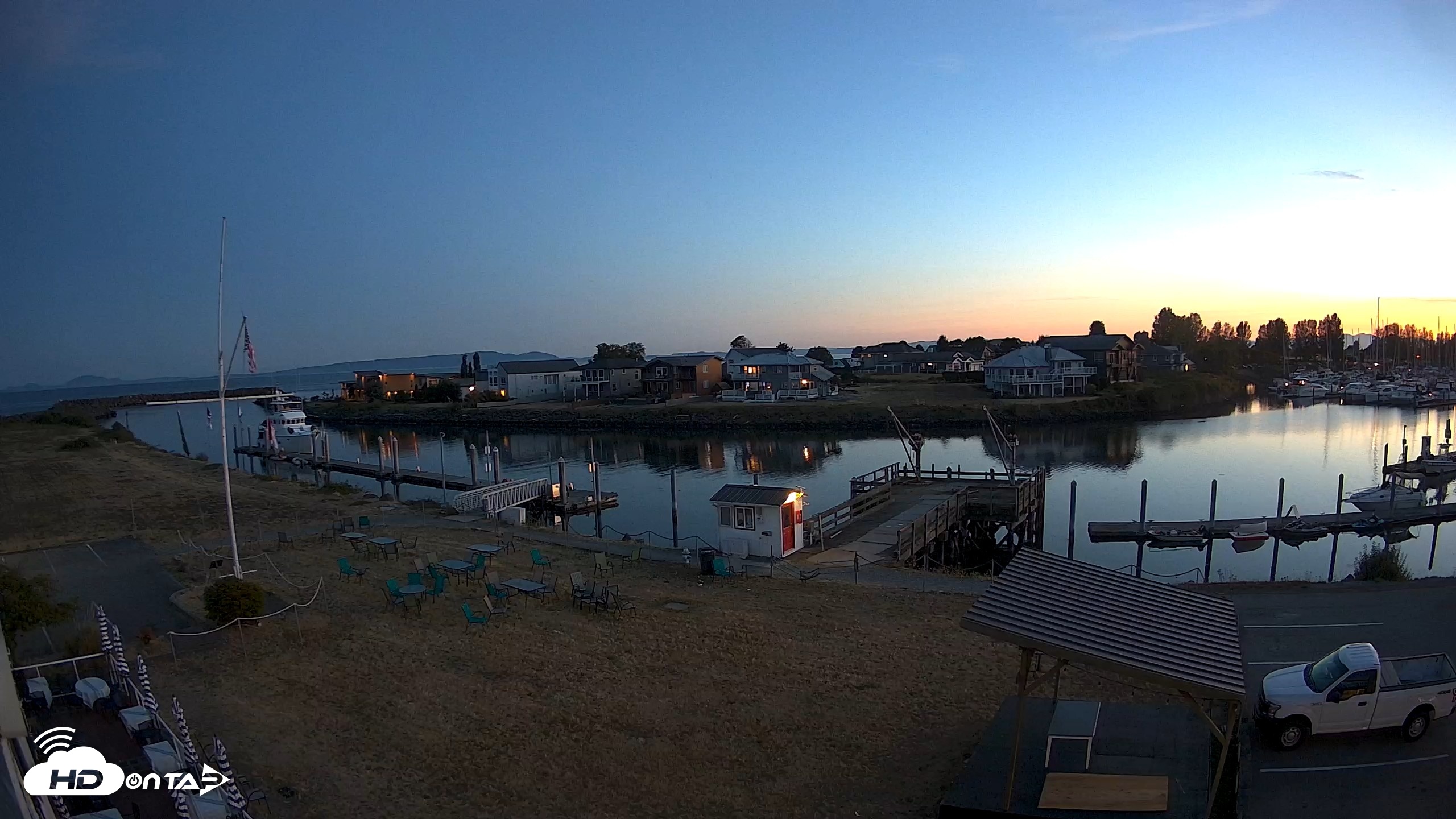 Snapshot of Point Roberts Marina SW Live Webcam taken Aug 9, 2026, 9:09pm PDT