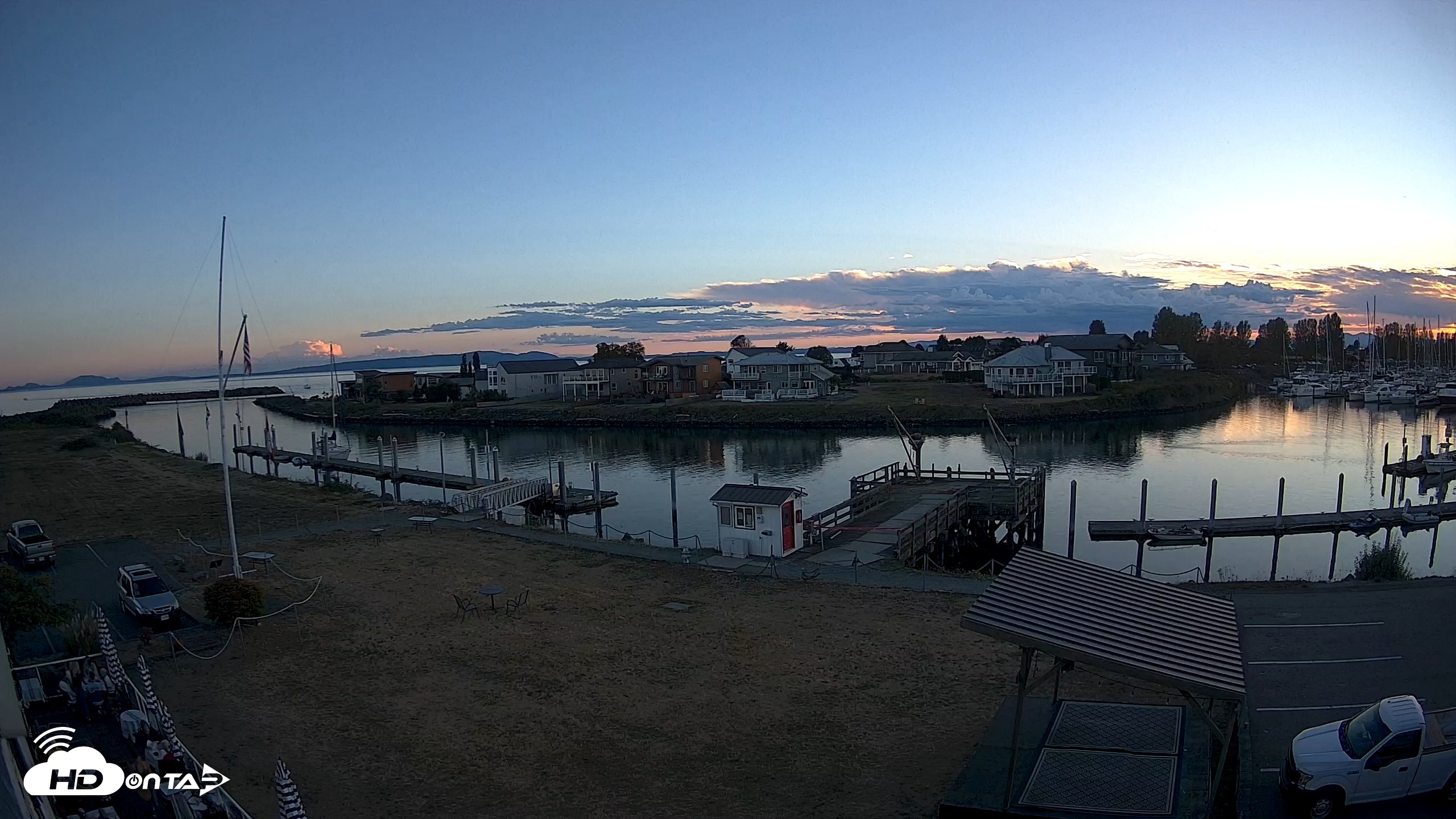 Snapshot of Point Roberts Marina SW Live Webcam taken Sep 6, 2026, 7:28pm PDT