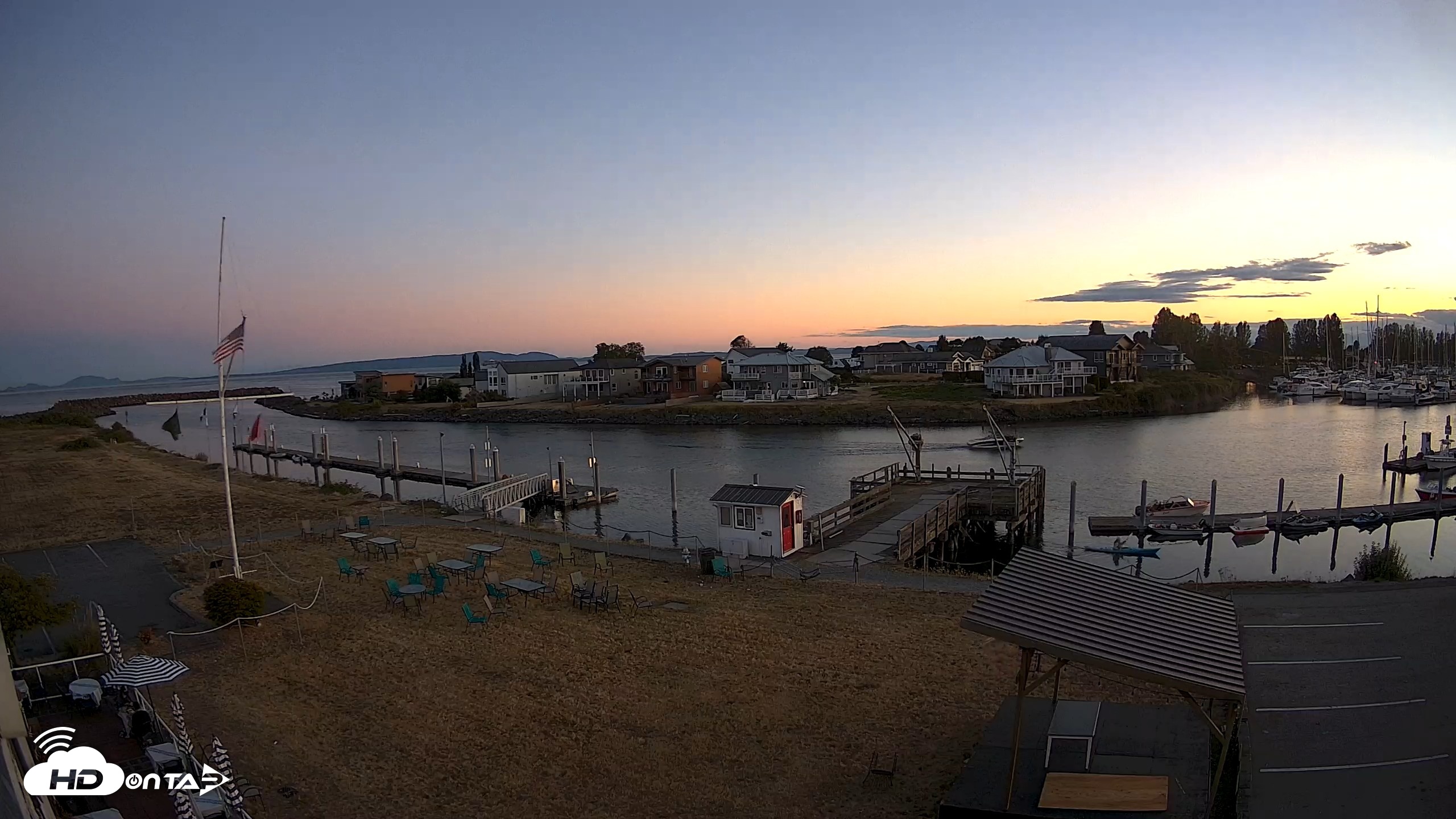 Snapshot of Point Roberts Marina SW Live Webcam taken Aug 2, 2026, 8:58pm PDT