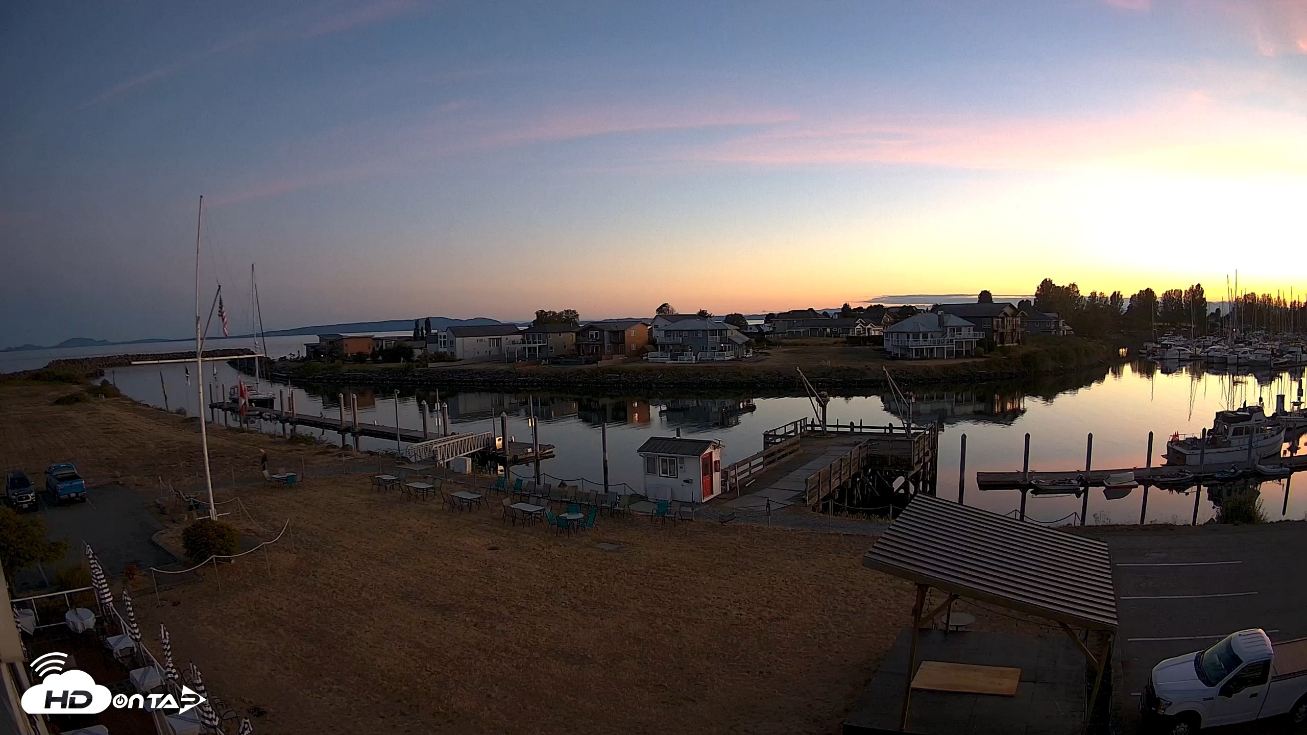 Snapshot of Point Roberts Marina SW Live Webcam taken Aug 23, 2026, 8:27pm PDT