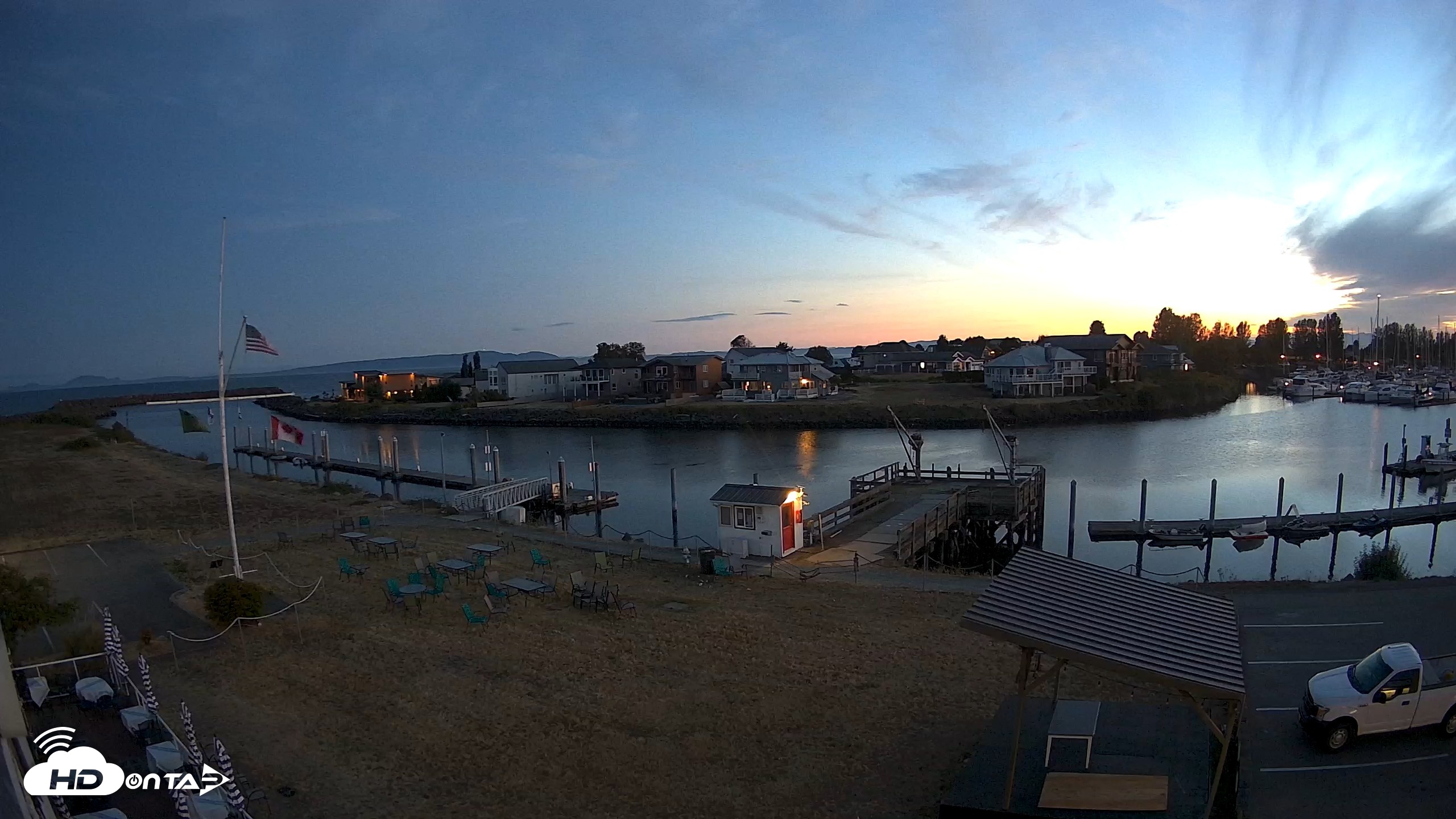 Snapshot of Point Roberts Marina SW Live Webcam taken Aug 10, 2026, 9:10pm PDT
