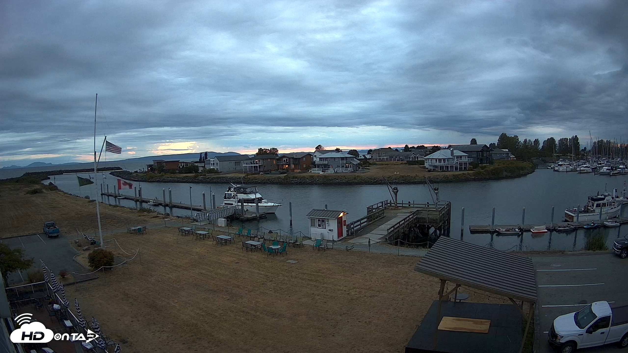 Snapshot of Point Roberts Marina SW Live Webcam taken Aug 22, 2026, 8:12pm PDT