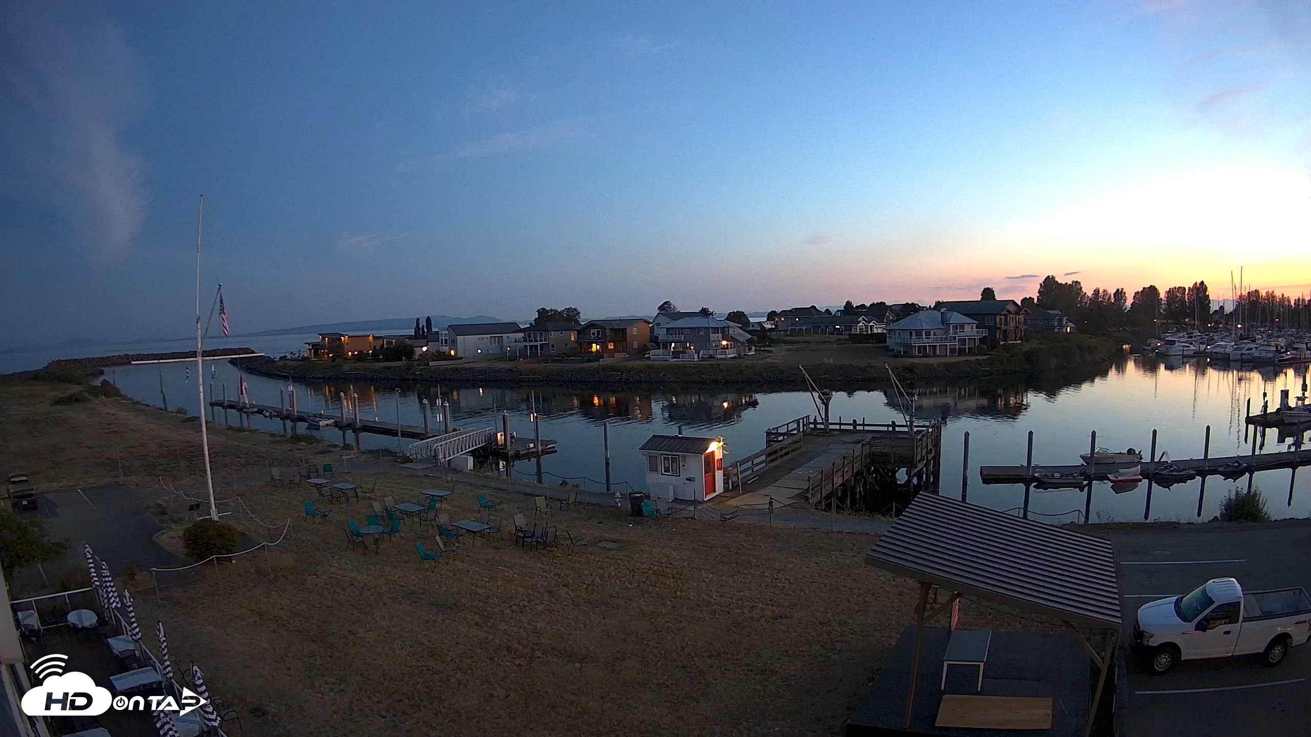 Snapshot of Point Roberts Marina SW Live Webcam taken Aug 7, 2026, 9:14pm PDT