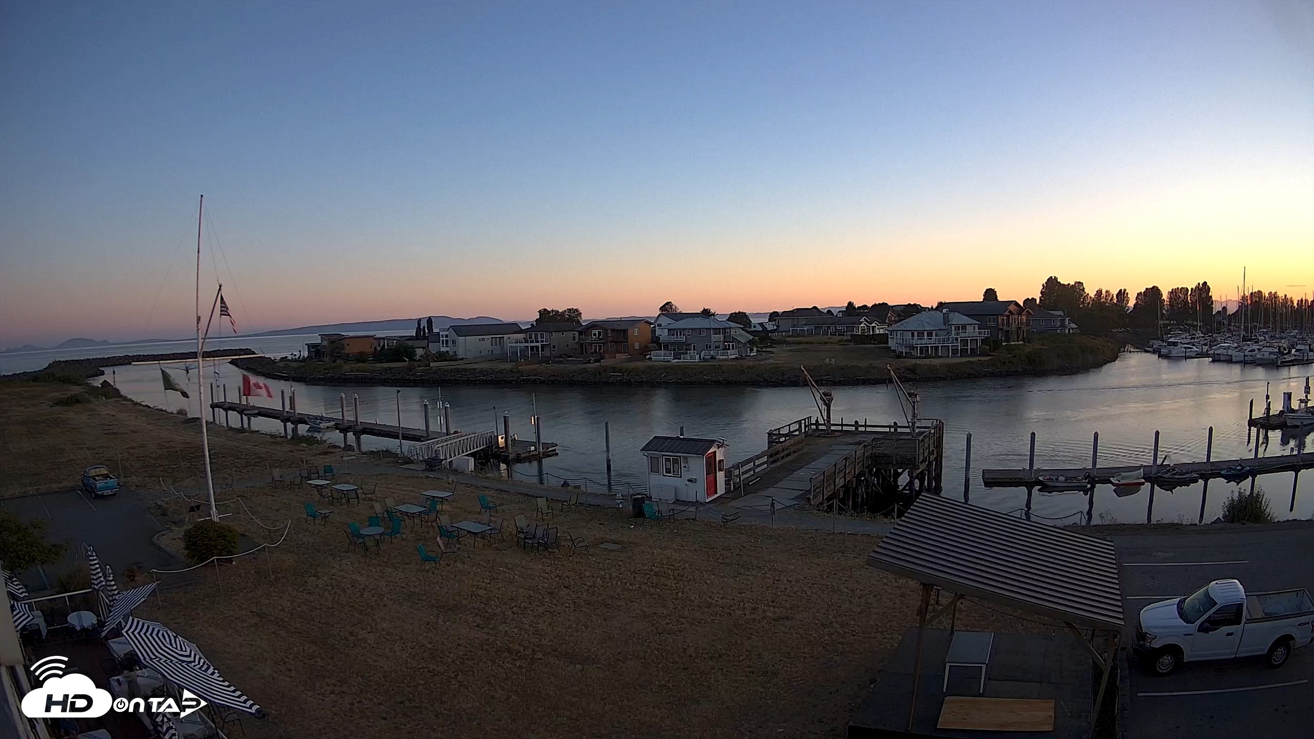 Snapshot of Point Roberts Marina SW Live Webcam taken Aug 8, 2026, 8:34pm PDT