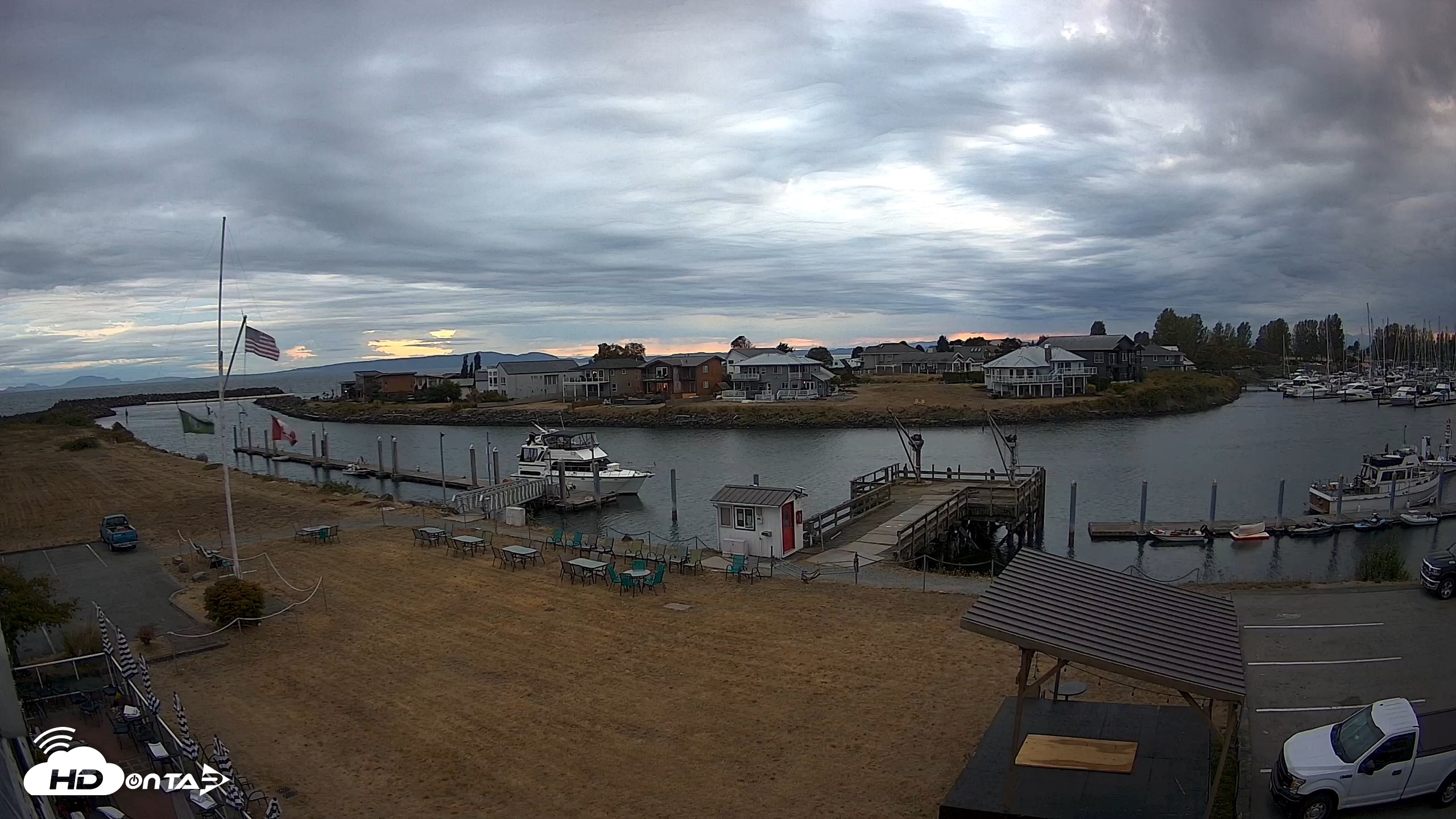 Snapshot of Point Roberts Marina SW Live Webcam taken Aug 22, 2026, 7:56pm PDT