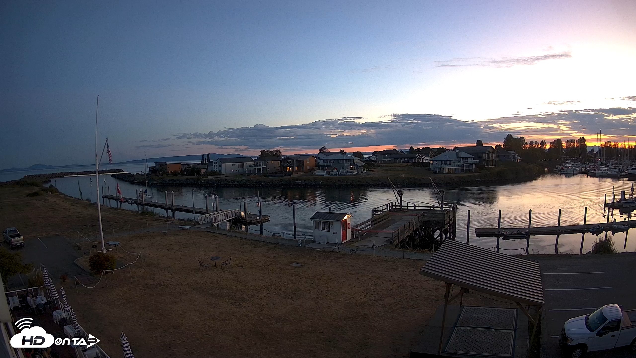 Snapshot of Point Roberts Marina SW Live Webcam taken Sep 6, 2026, 8:05pm PDT