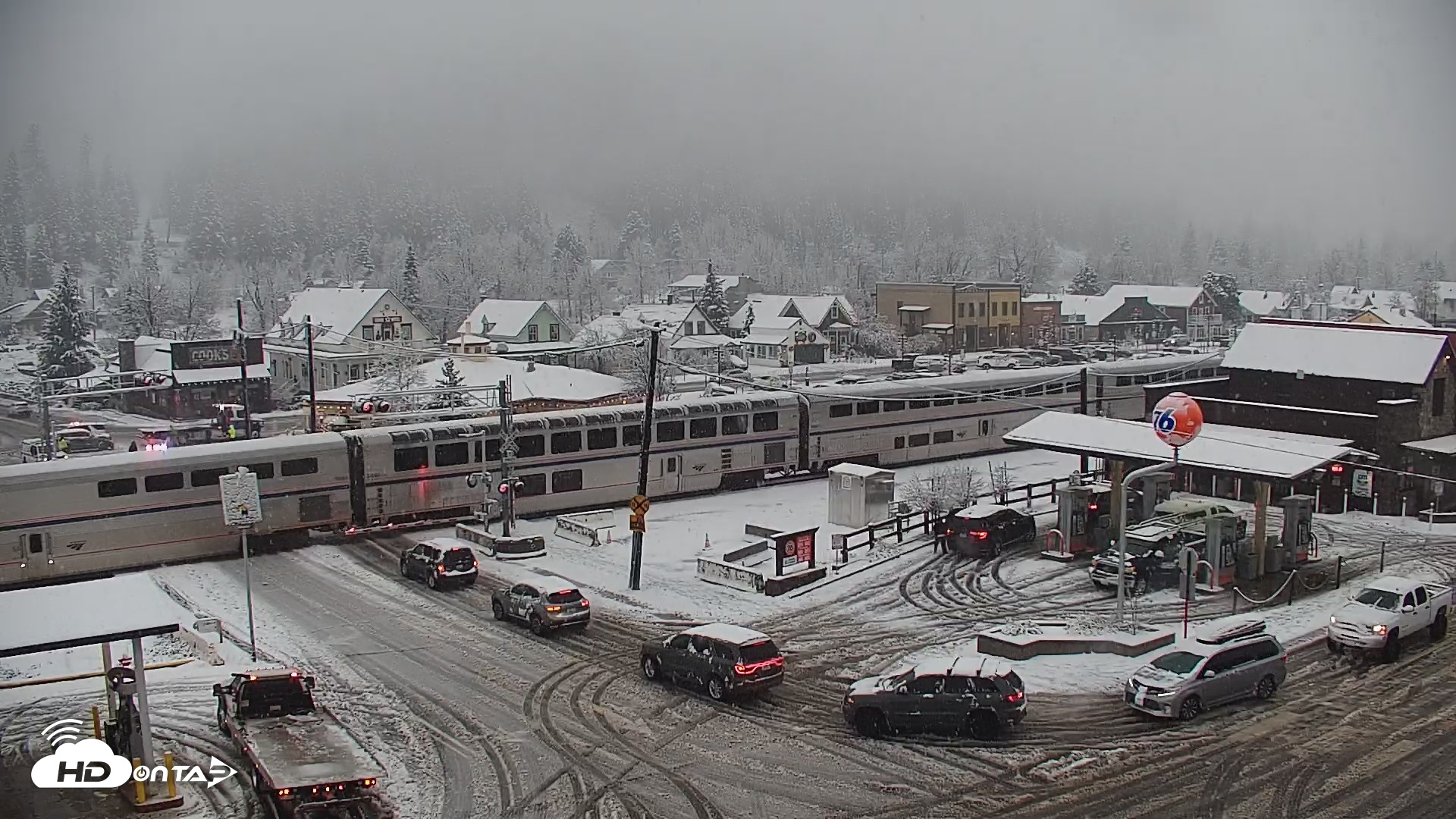 Snapshot of Downtown Truckee California Live Webcam taken Dec 24, 2025, 2:13pm PST