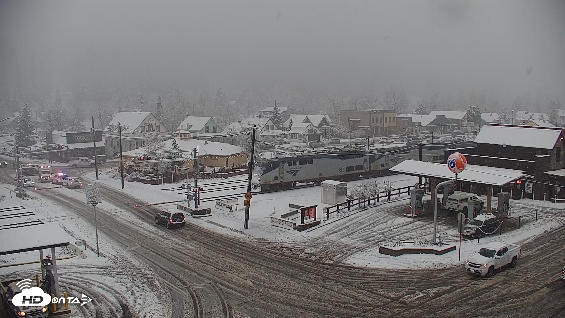 Snapshot of Downtown Truckee California Live Webcam taken Dec 24, 2025, 2:06pm PST