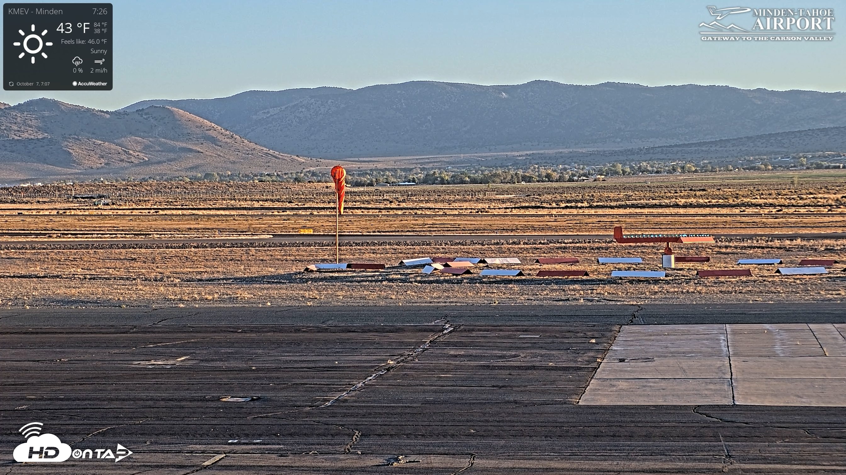 Snapshot of Minden-Tahoe Airport Live Webcam taken Oct 7, 2026, 7:27am PDT
