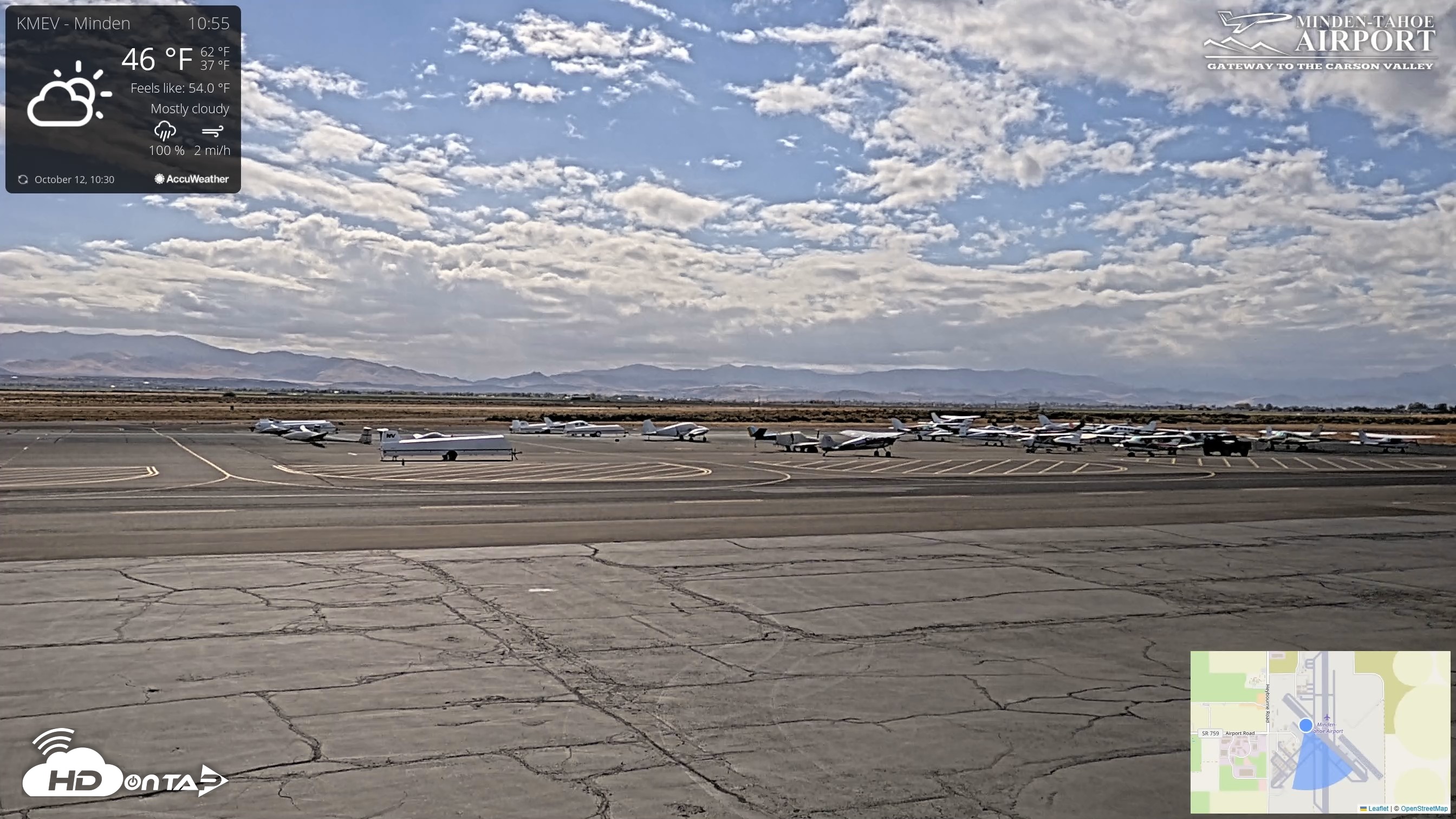 Snapshot of Minden-Tahoe Airport Live Webcam taken Oct 12, 2026, 10:56am PDT