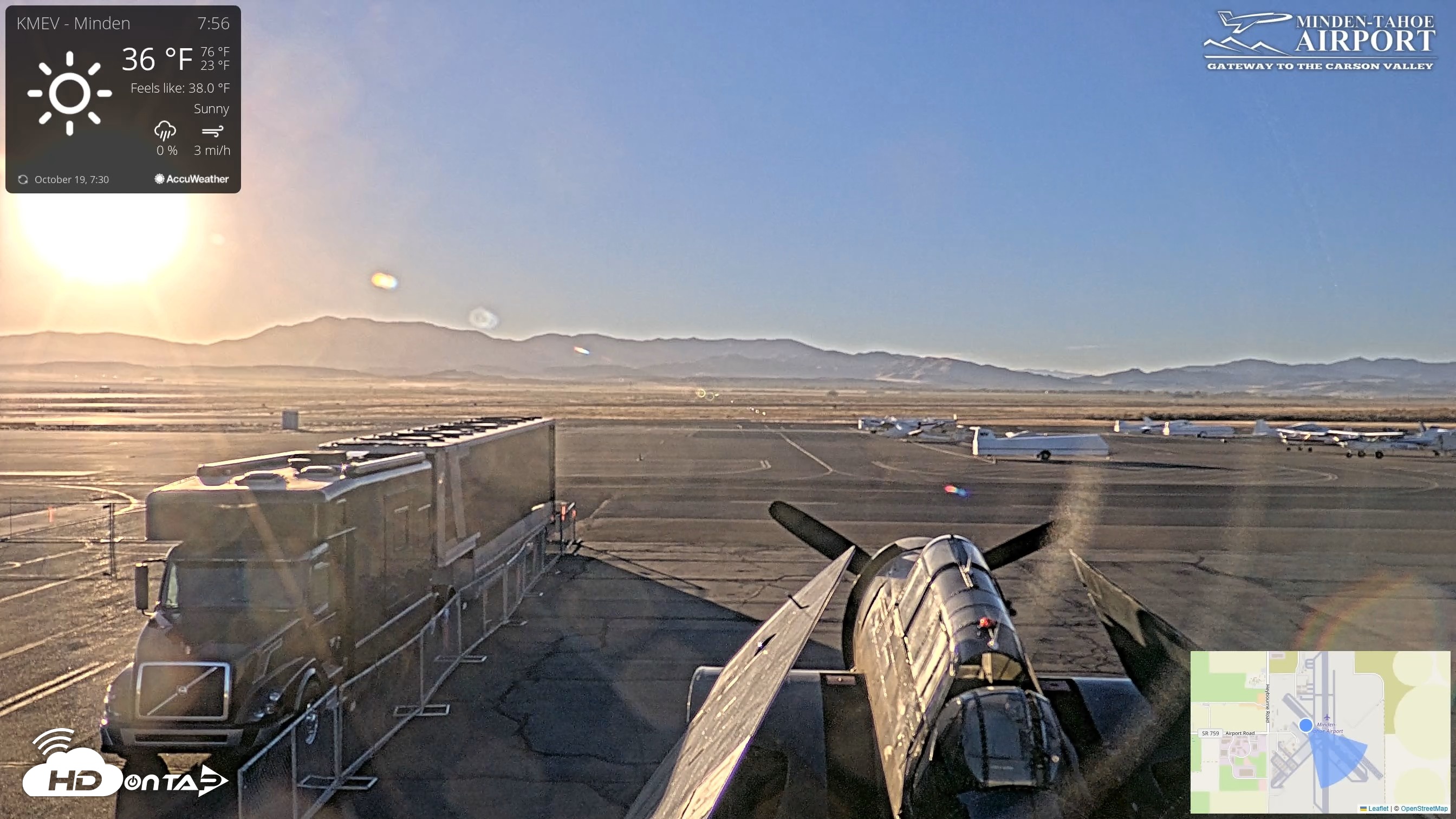 Snapshot of Minden-Tahoe Airport Live Webcam taken Oct 19, 2026, 7:57am PDT