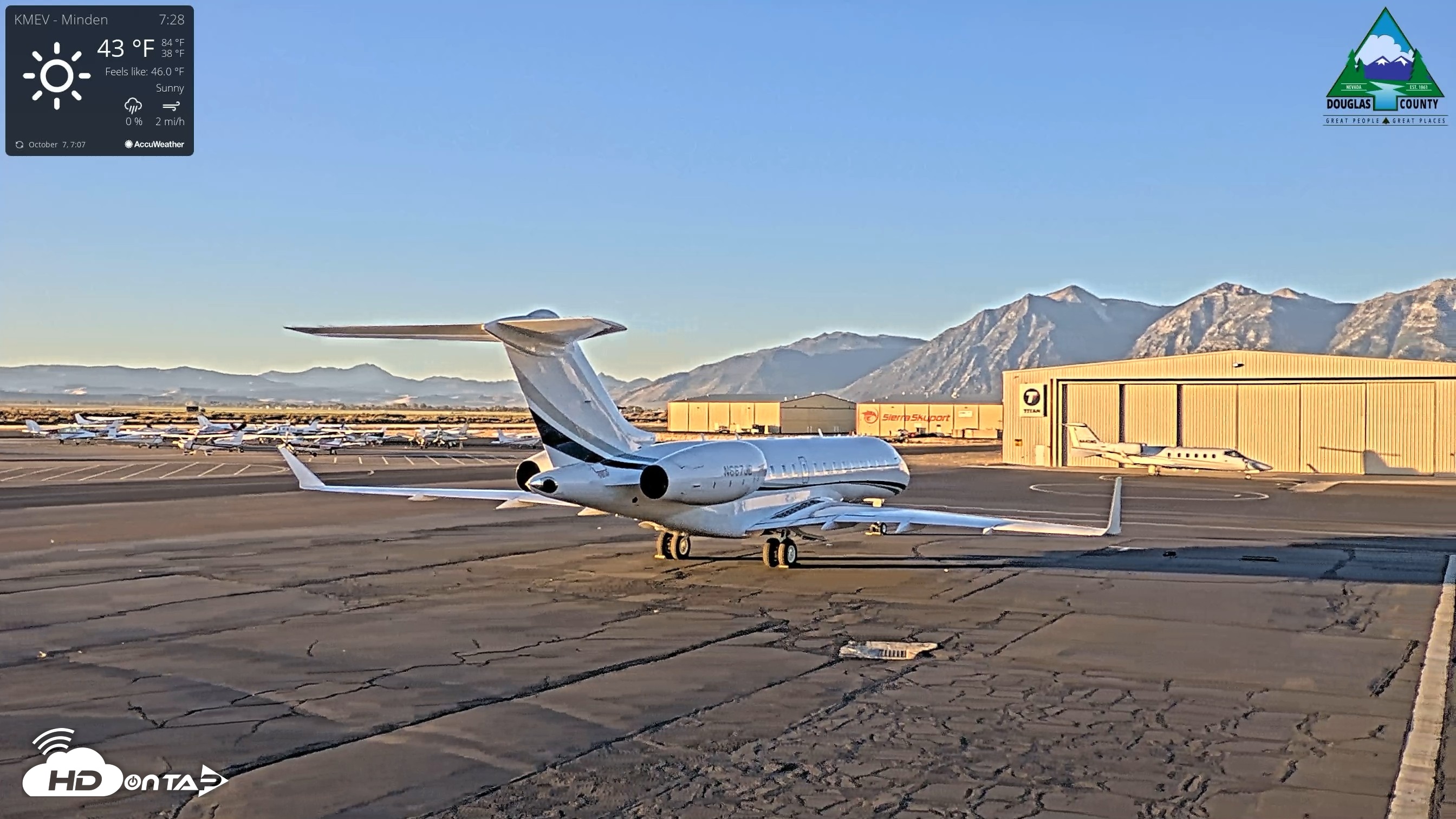 Snapshot of Minden-Tahoe Airport Live Webcam taken Oct 7, 2026, 7:29am PDT