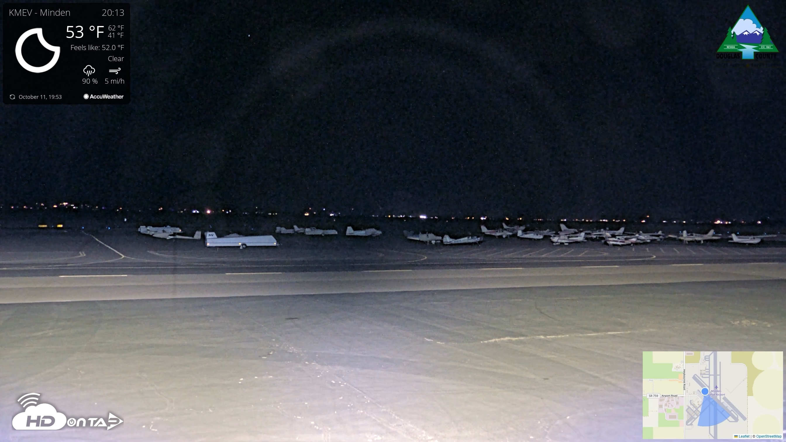 Snapshot of Minden-Tahoe Airport Live Webcam taken Oct 11, 2026, 8:14pm PDT