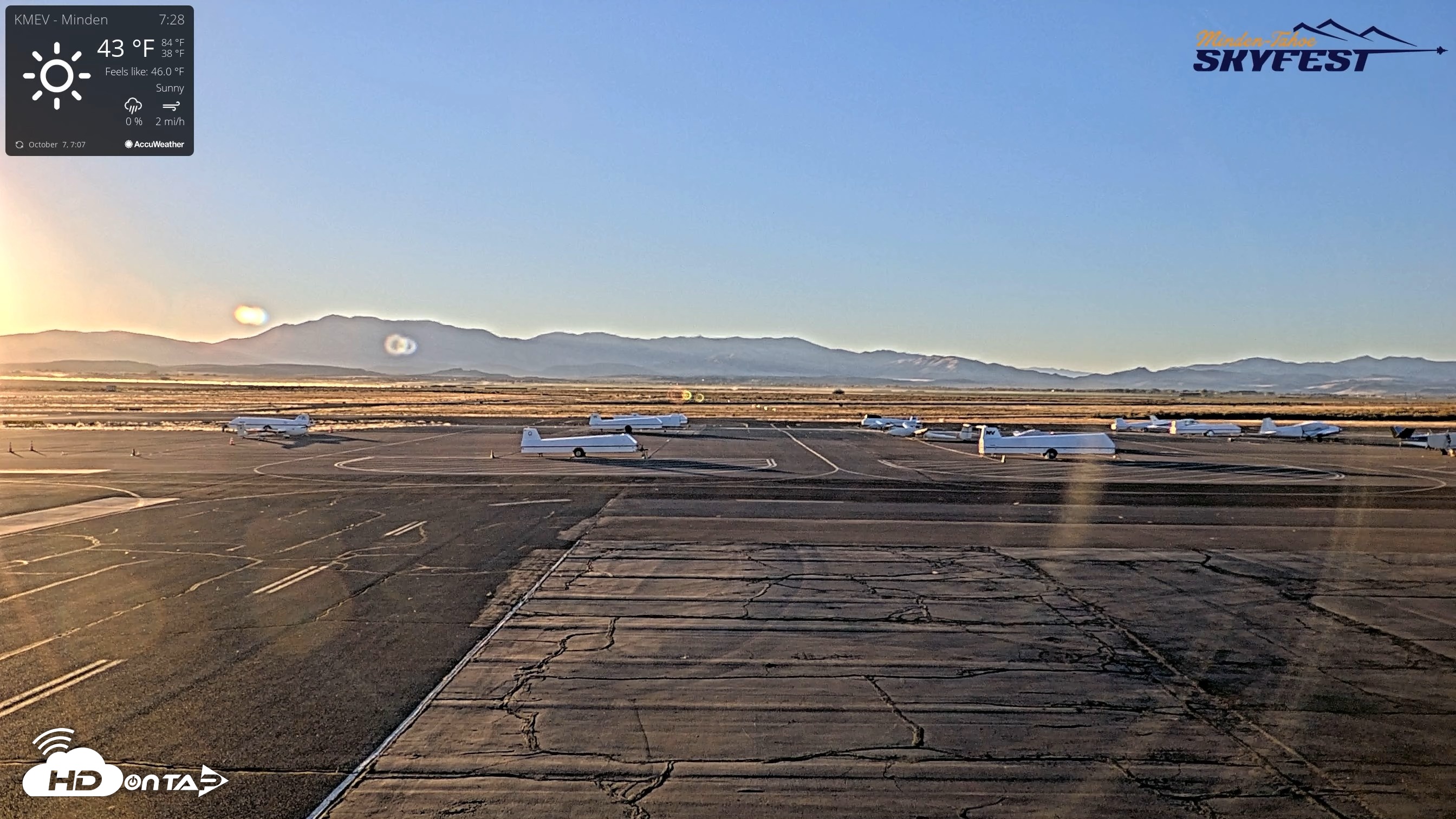 Snapshot of Minden-Tahoe Airport Live Webcam taken Oct 7, 2026, 7:29am PDT