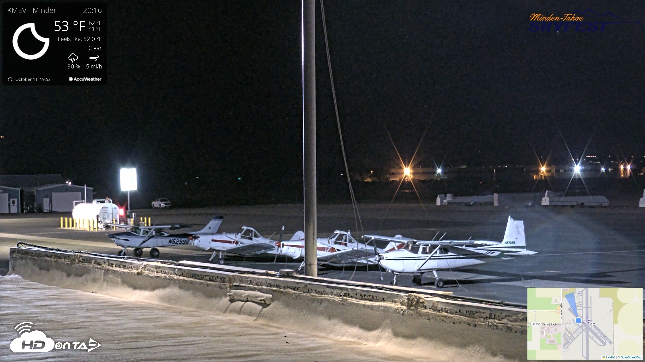 Snapshot of Minden-Tahoe Airport Live Webcam taken Oct 11, 2026, 8:16pm PDT