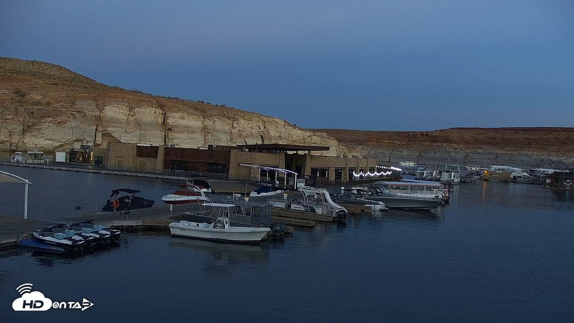 Snapshot of Lake Powell Antelope Point Marina Live Webcam taken Aug 18, 2026, 5:34am MST