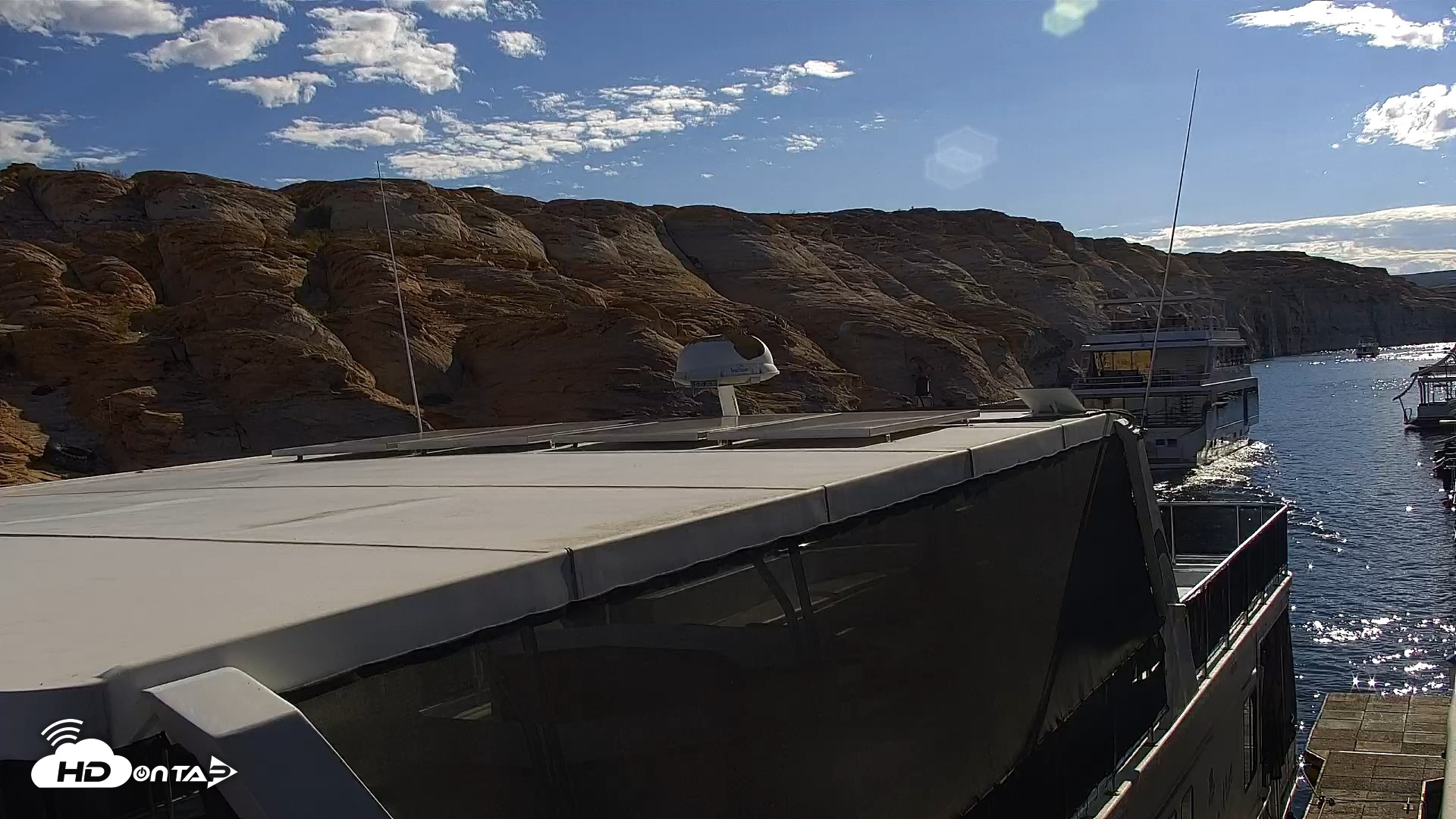 Snapshot of Lake Powell Antelope Point Marina Live Webcam taken Oct 9, 2026, 9:00am MST