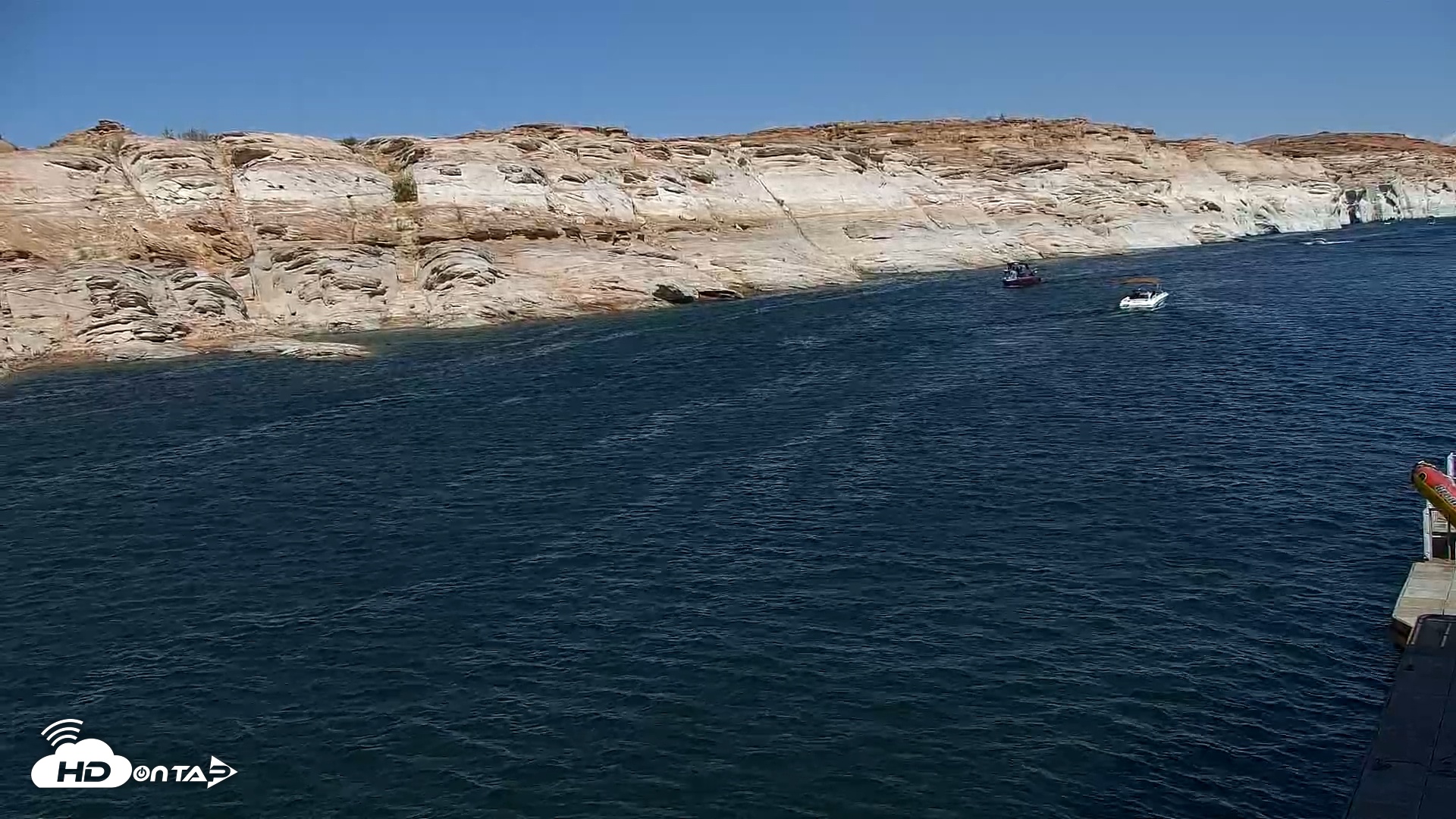 Snapshot of Lake Powell Antelope Point Marina Live Webcam taken Jul 10, 2025, 3:47pm MST