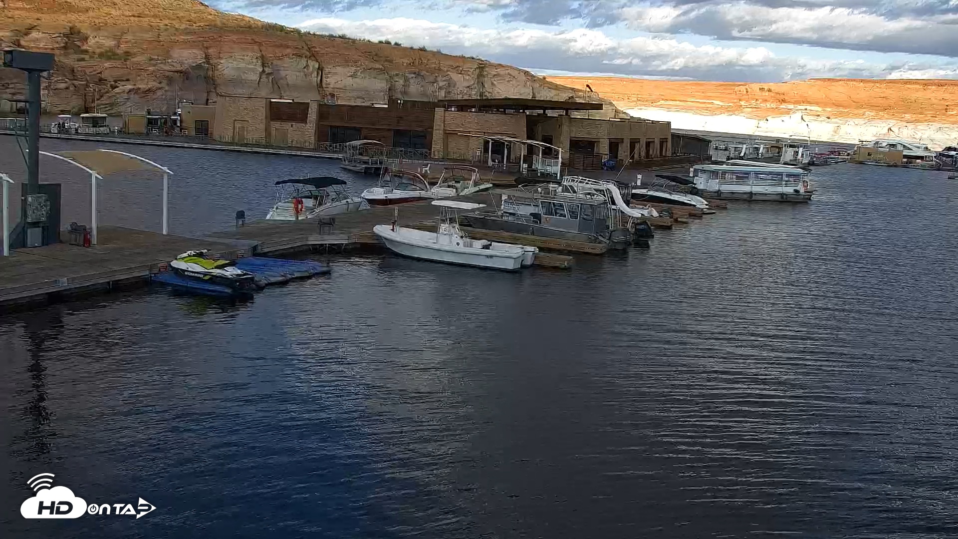 Snapshot of Lake Powell Antelope Point Marina Live Webcam taken Oct 15, 2025, 7:28am MST