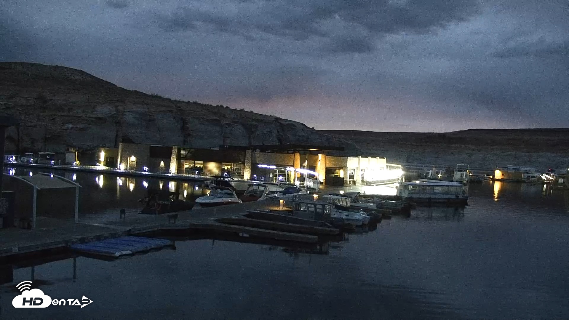 Snapshot of Lake Powell Antelope Point Marina Live Webcam taken Apr 6, 2026, 7:21pm MST