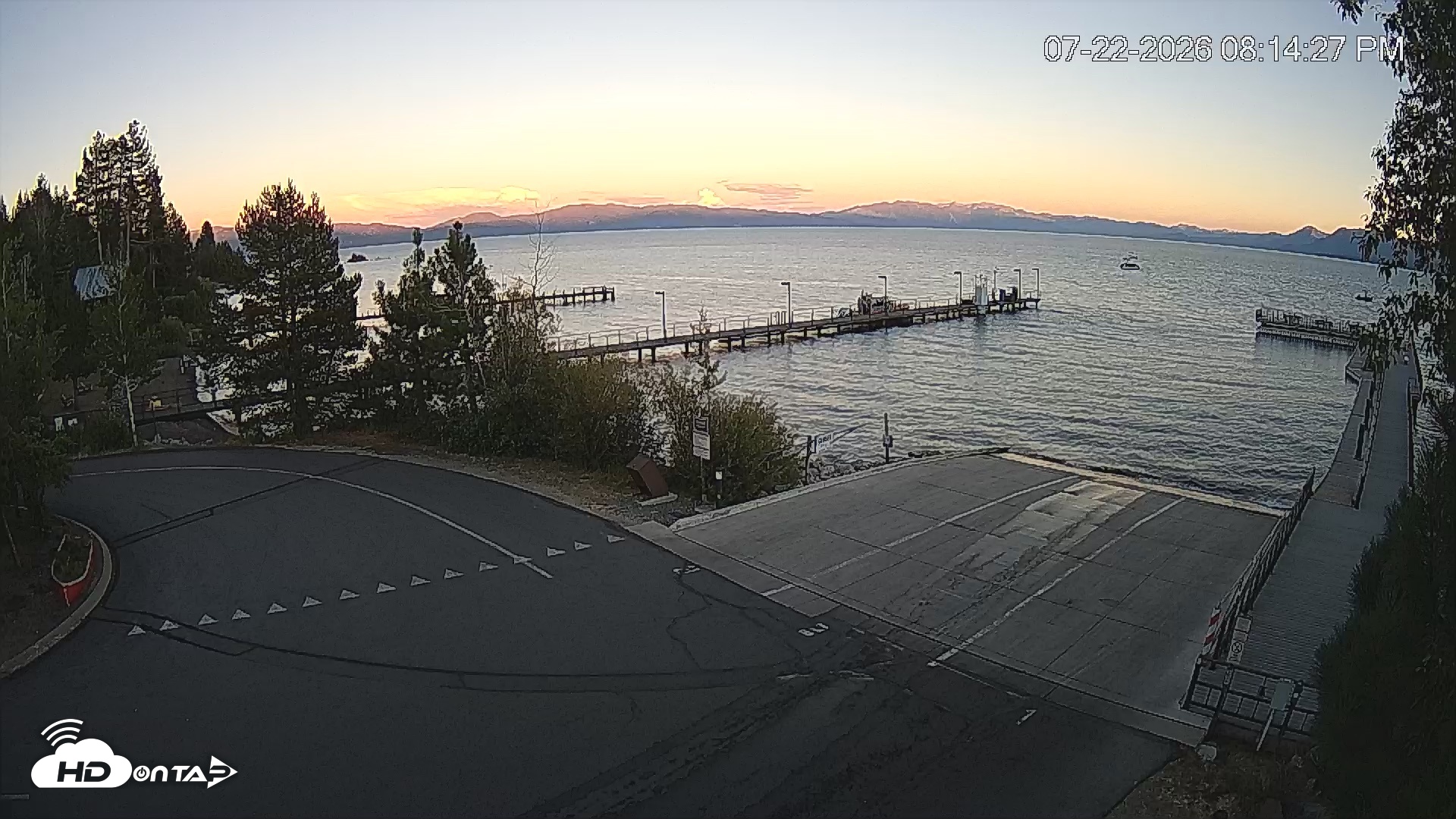 Snapshot of North Lake Tahoe Boat Ramp Live Webcam taken Jul 22, 2026, 8:15pm PDT
