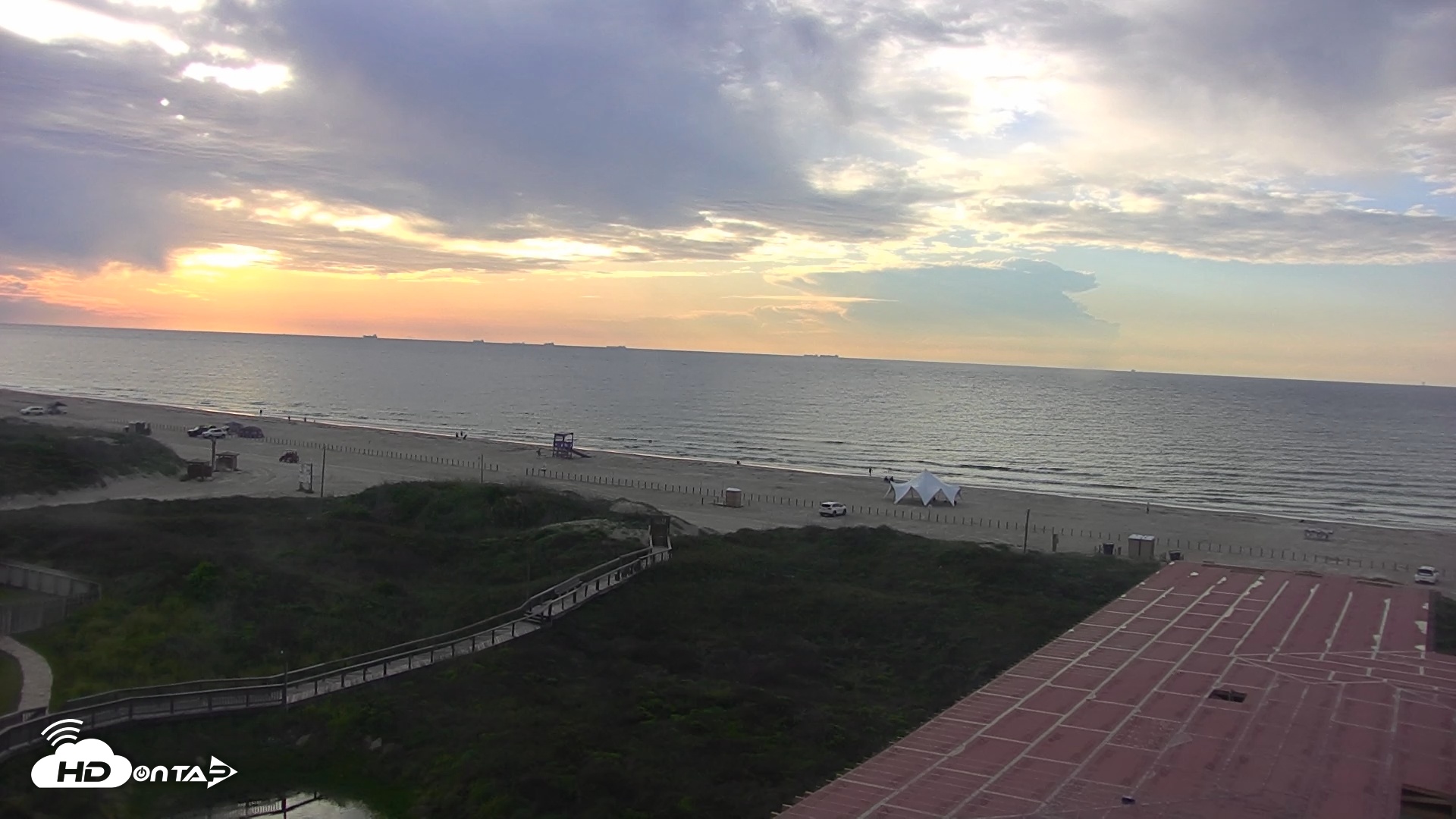 Snapshot of Sandcastle Condos Port Aransas Live Beach Cam taken May 11, 2025, 7:31am CDT