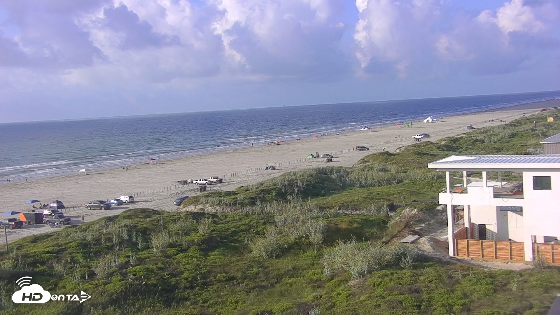 Snapshot of Sandcastle Condos Port Aransas Live Beach Cam taken Sep 6, 2026, 8:36am CDT