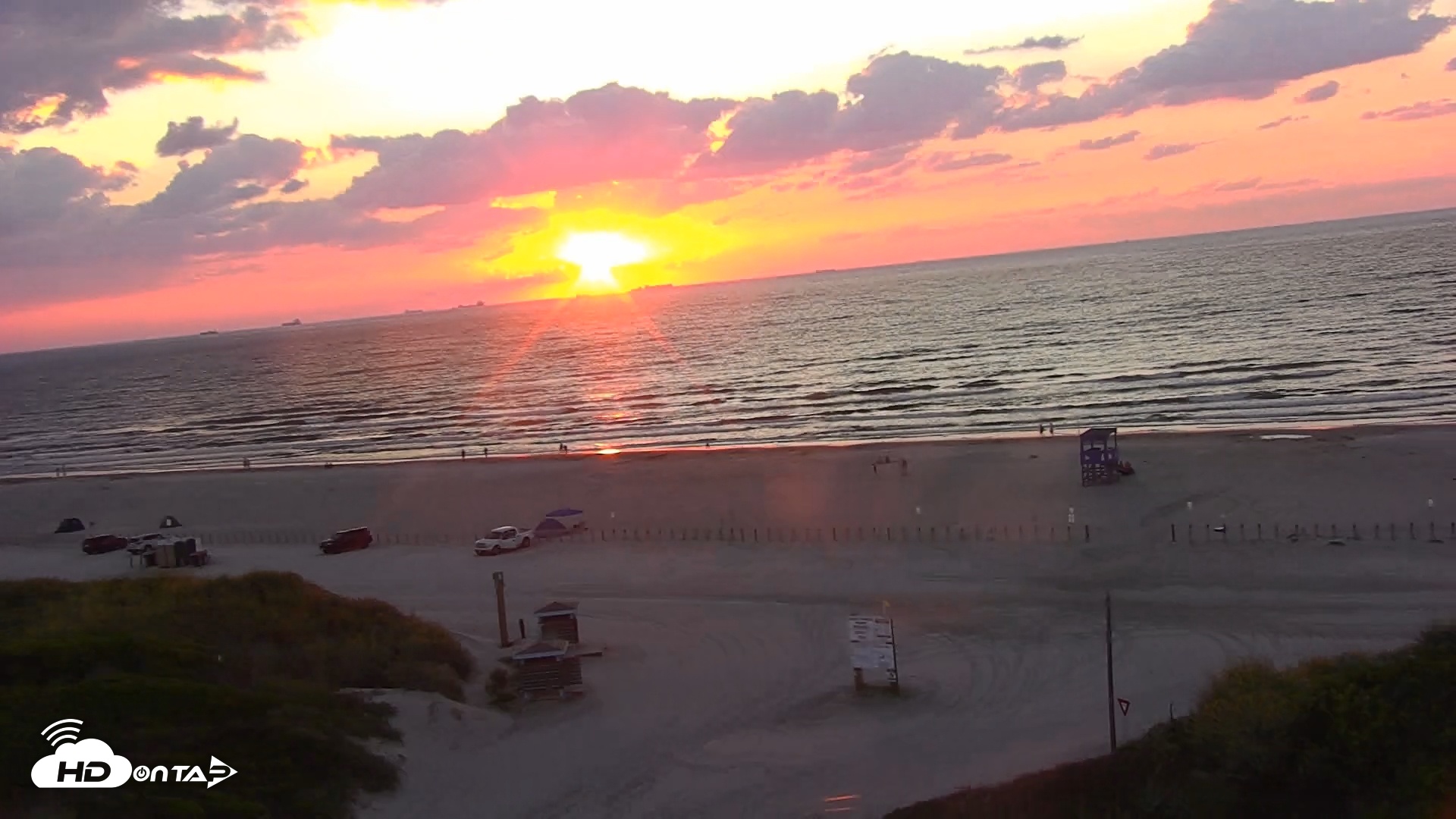 Snapshot of Sandcastle Condos Port Aransas Live Beach Cam taken Sep 28, 2025, 7:26am CDT