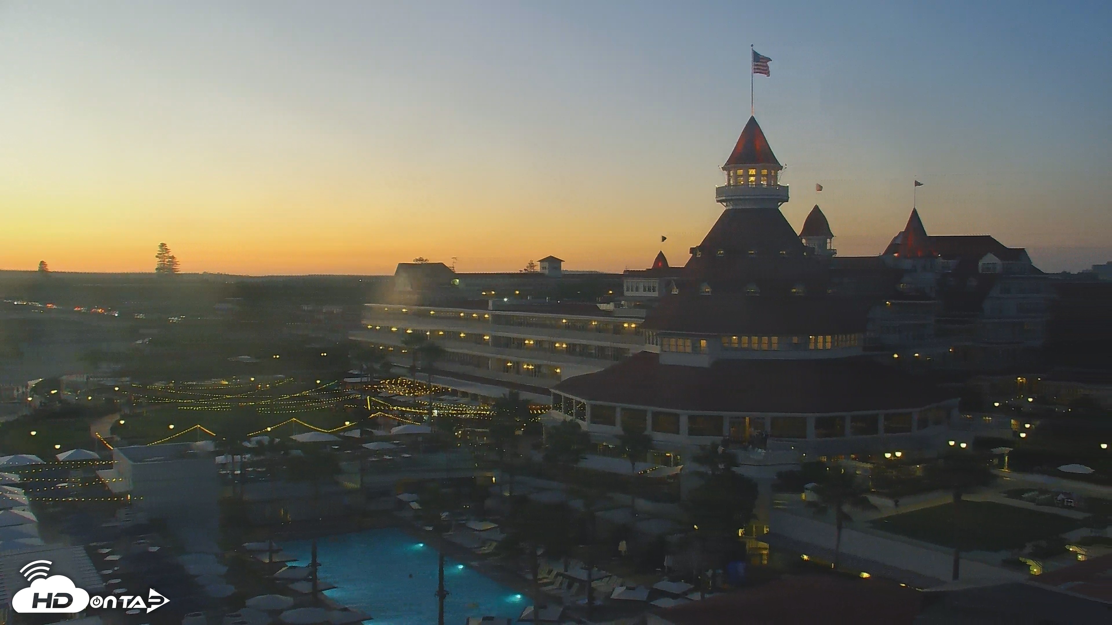 Snapshot of Hotel Del Coronado 4K Roaming Live Cam taken Jul 21, 2026, 8:10pm PDT
