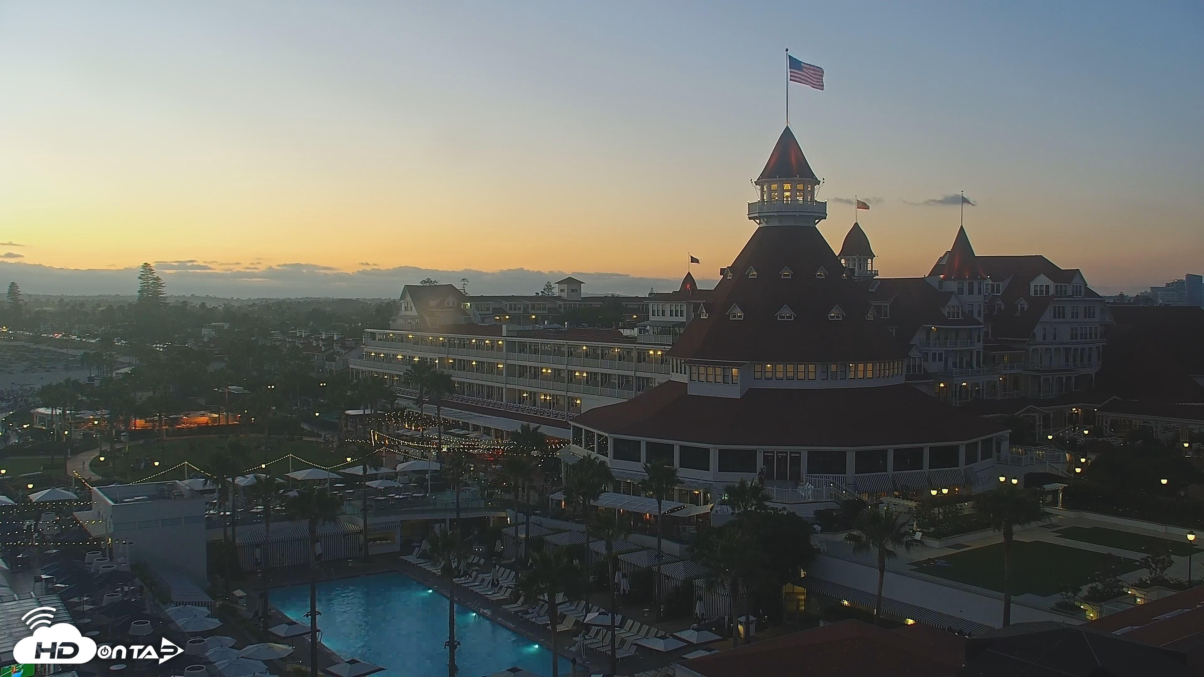 Snapshot of Hotel Del Coronado 4K Roaming Live Cam taken Jun 26, 2026, 8:13pm PDT