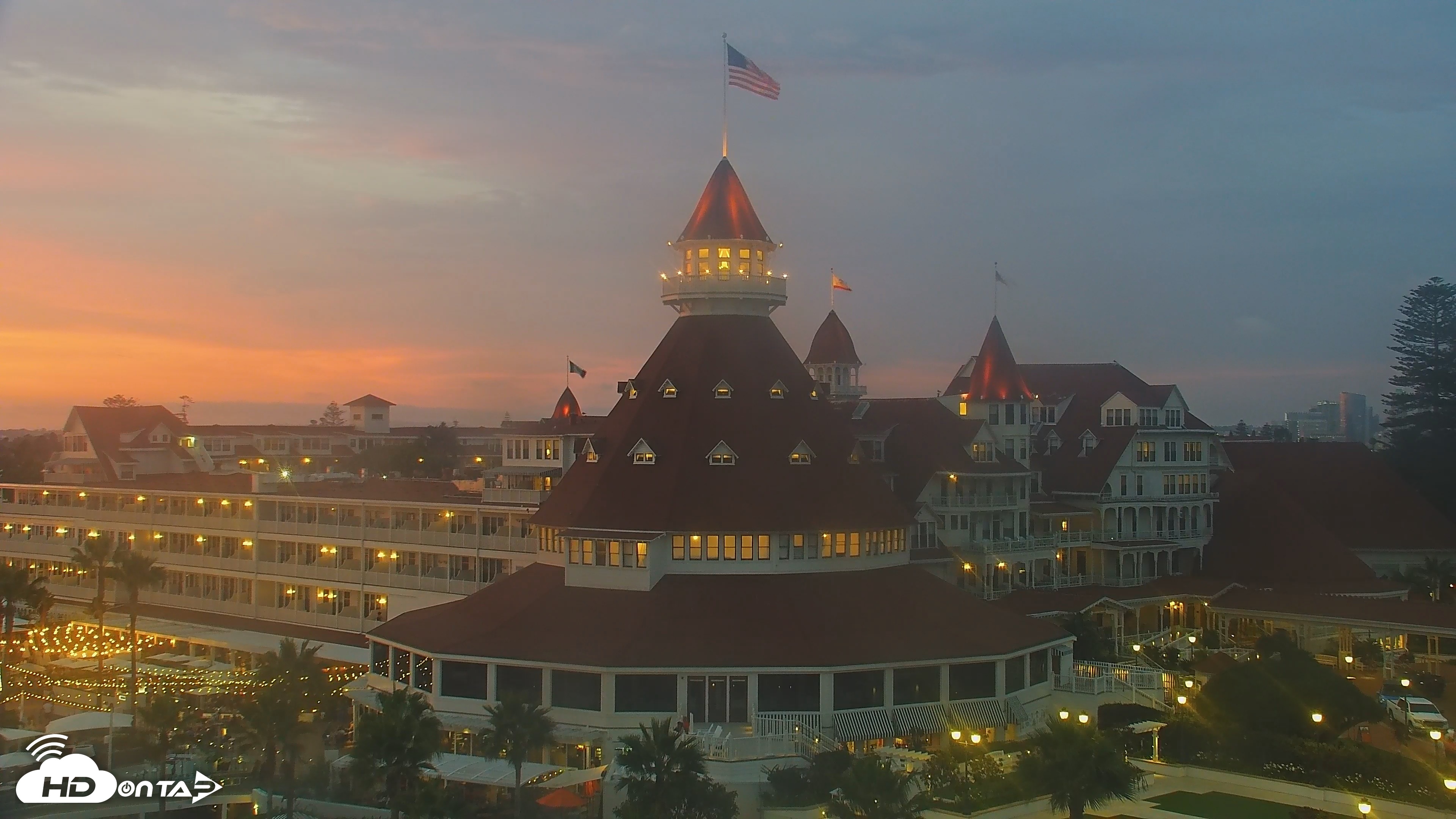 Snapshot of Hotel Del Coronado 4K Roaming Live Cam taken Aug 10, 2026, 7:49pm PDT