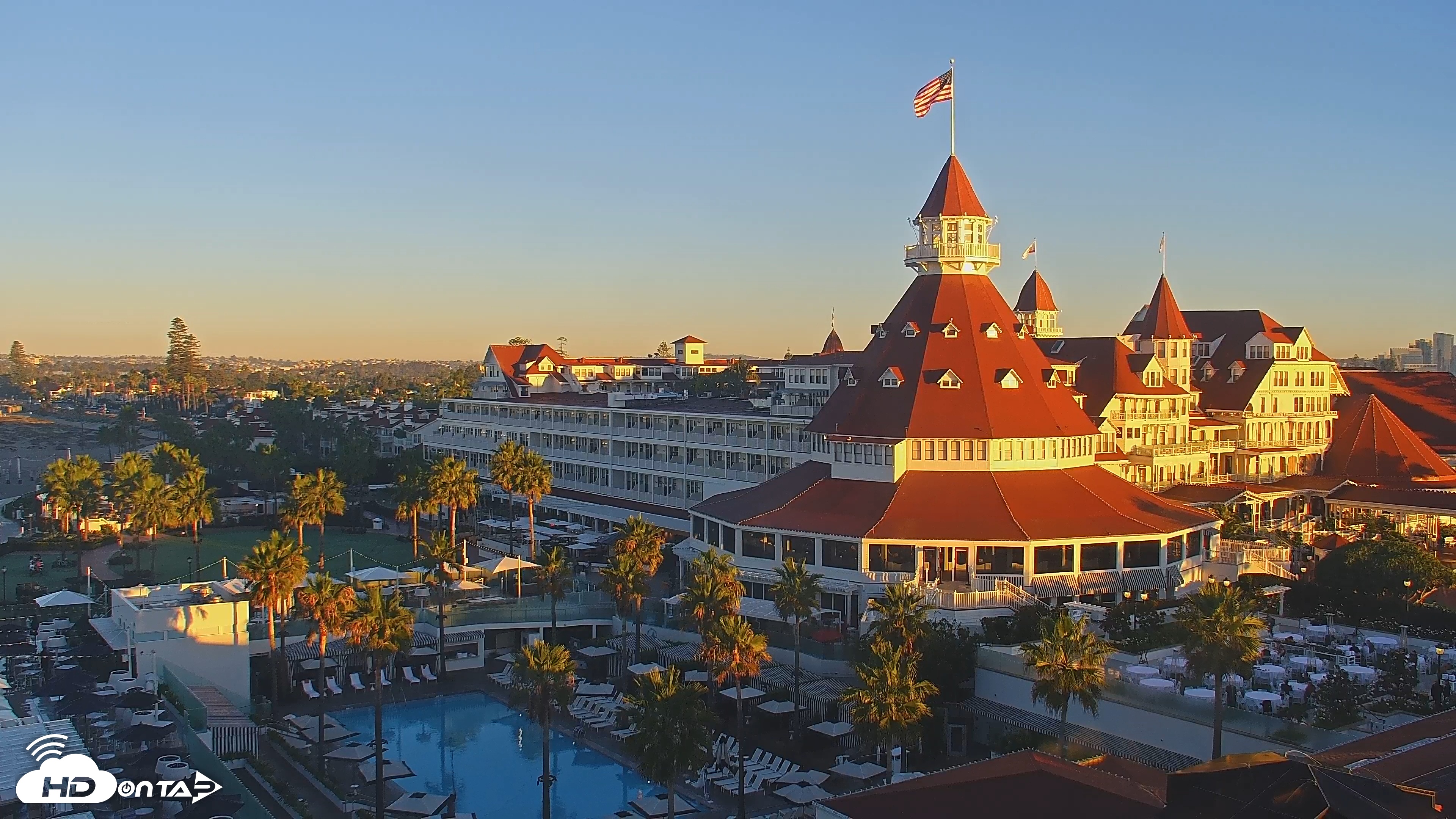 Snapshot of Hotel Del Coronado 4K Roaming Live Cam taken Oct 29, 2025, 7:25am PDT