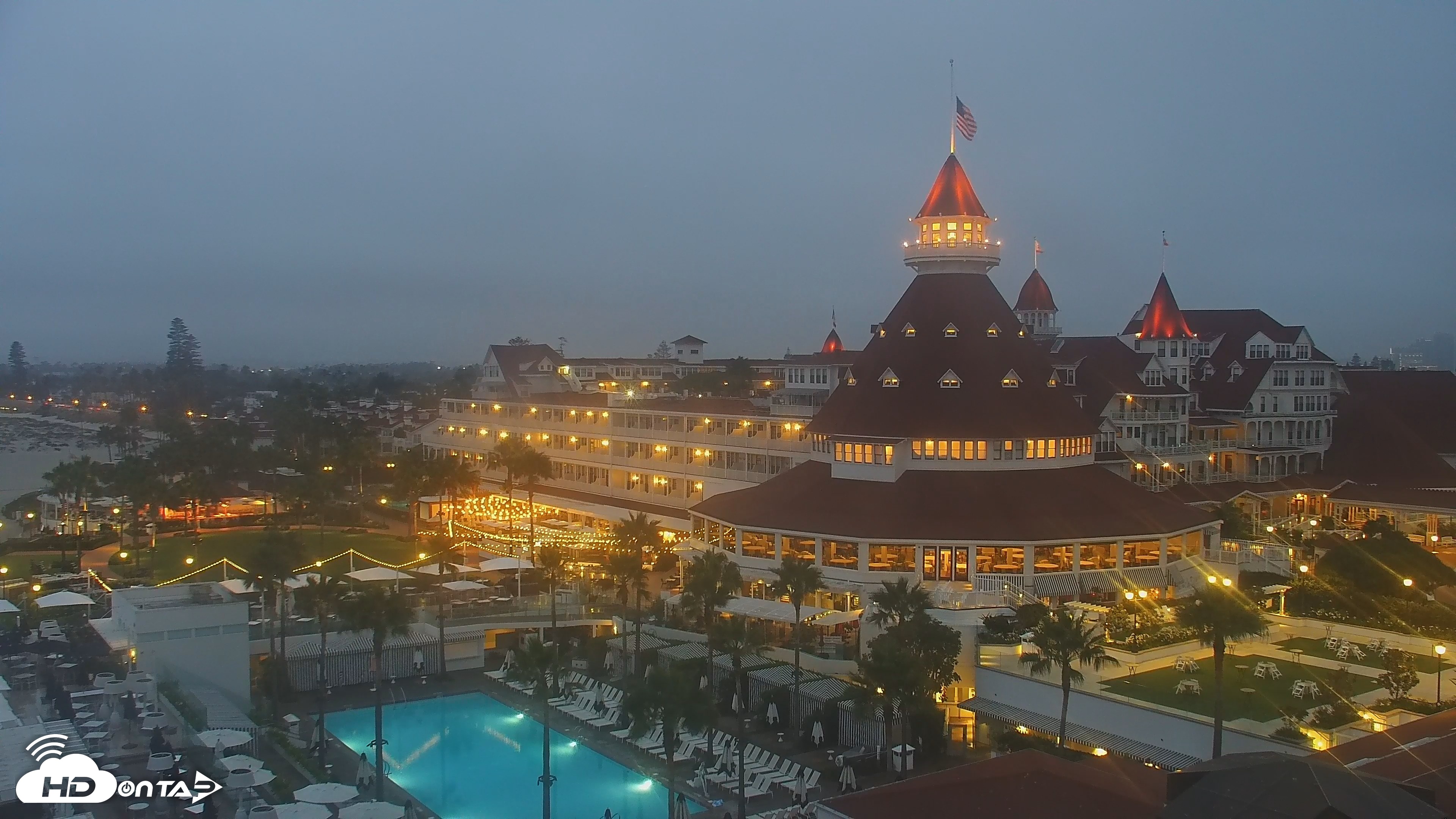 Snapshot of Hotel Del Coronado 4K Roaming Live Cam taken Jul 16, 2026, 5:42am PDT