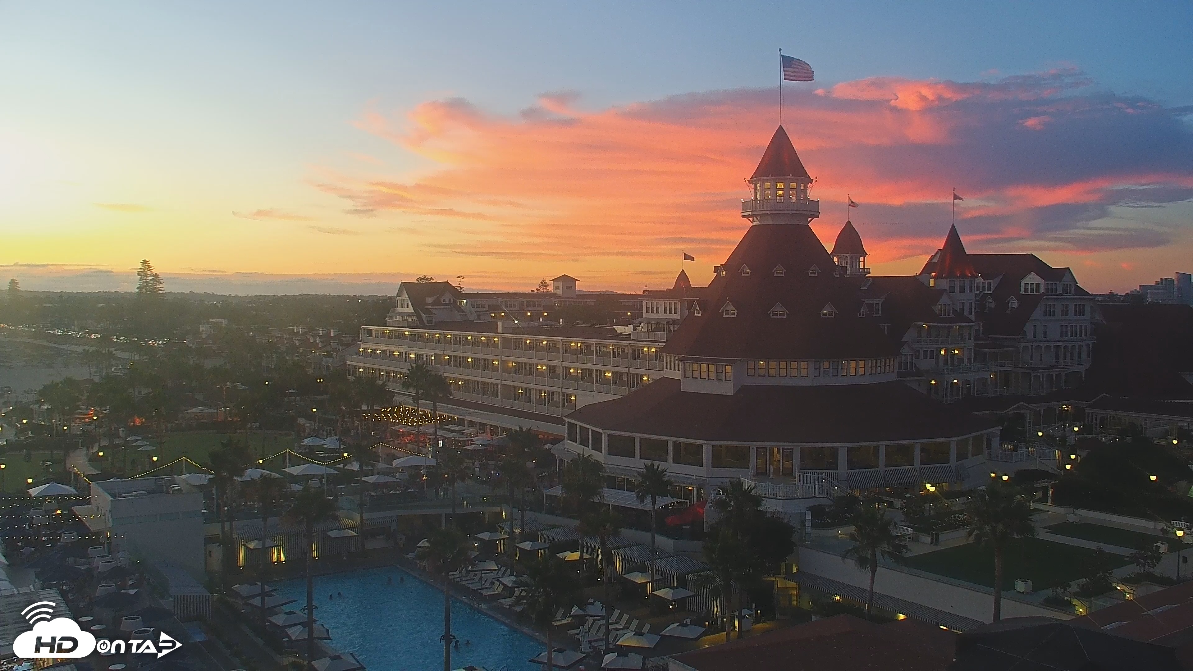 Snapshot of Hotel Del Coronado 4K Roaming Live Cam taken Jul 26, 2025, 8:01pm PDT
